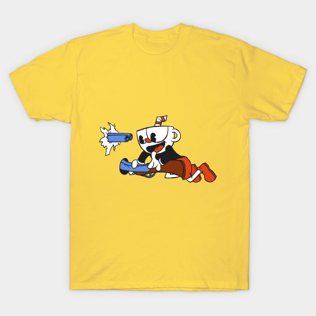 Cuphead Shotgun Design T-Shirt by Ulteh